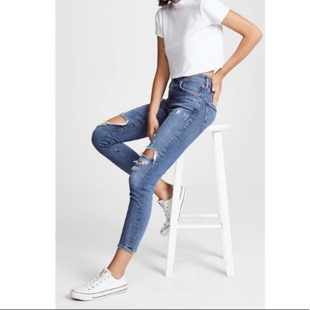 Agolde Sophie High Rise Skinny Crop Distressed Jeans